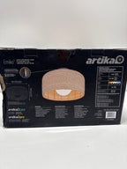 Emiko 15 in. 1 Light Black and Rattan 5CCT Integrated Selectable LED Flush Mount Ceiling Light