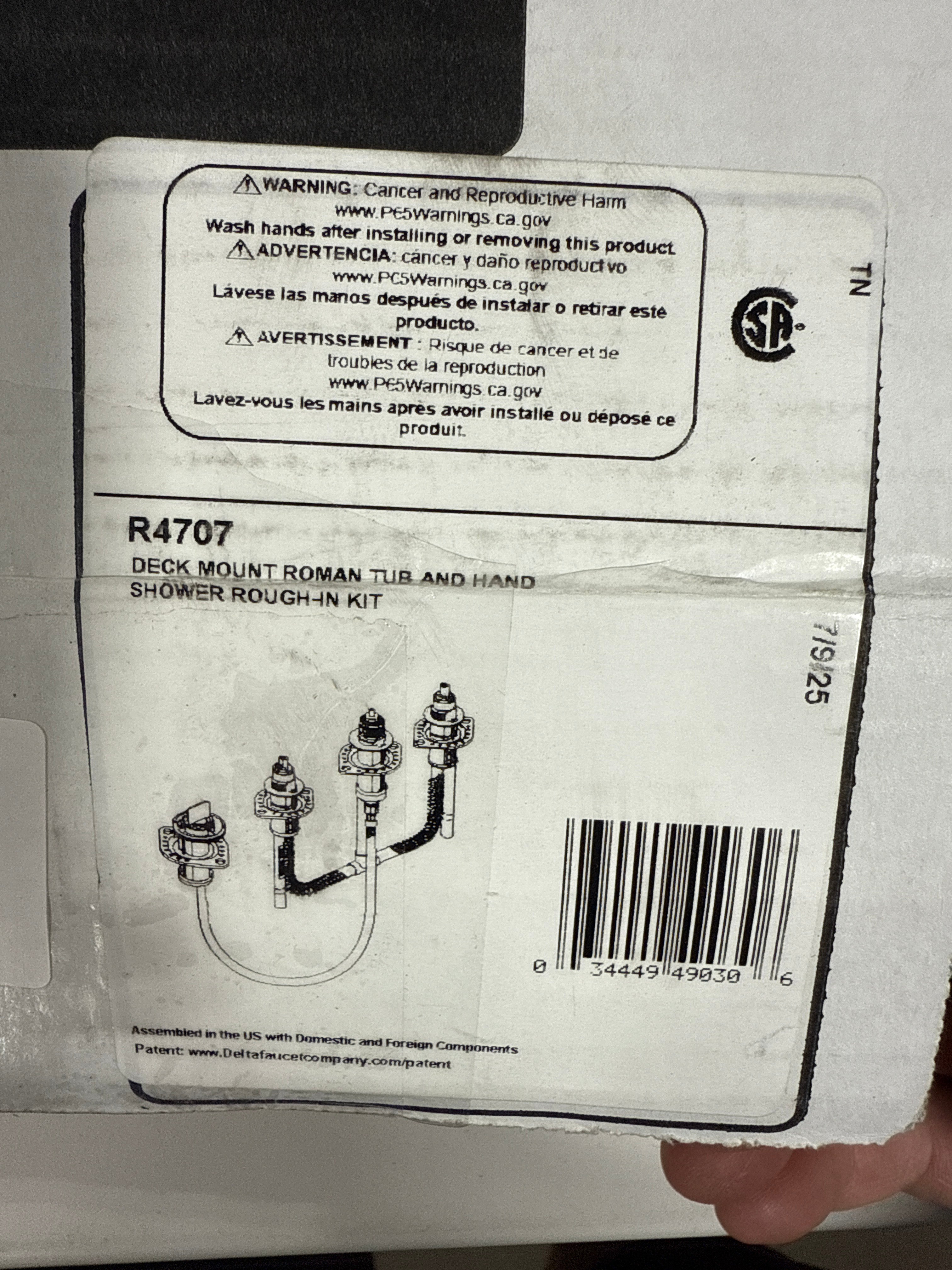 Delta Faucet Roman Tub Rough-In Valve for Delta 2-Handle Roman Tub Bath Faucets with Hand Showers R4707 - *Plumbing