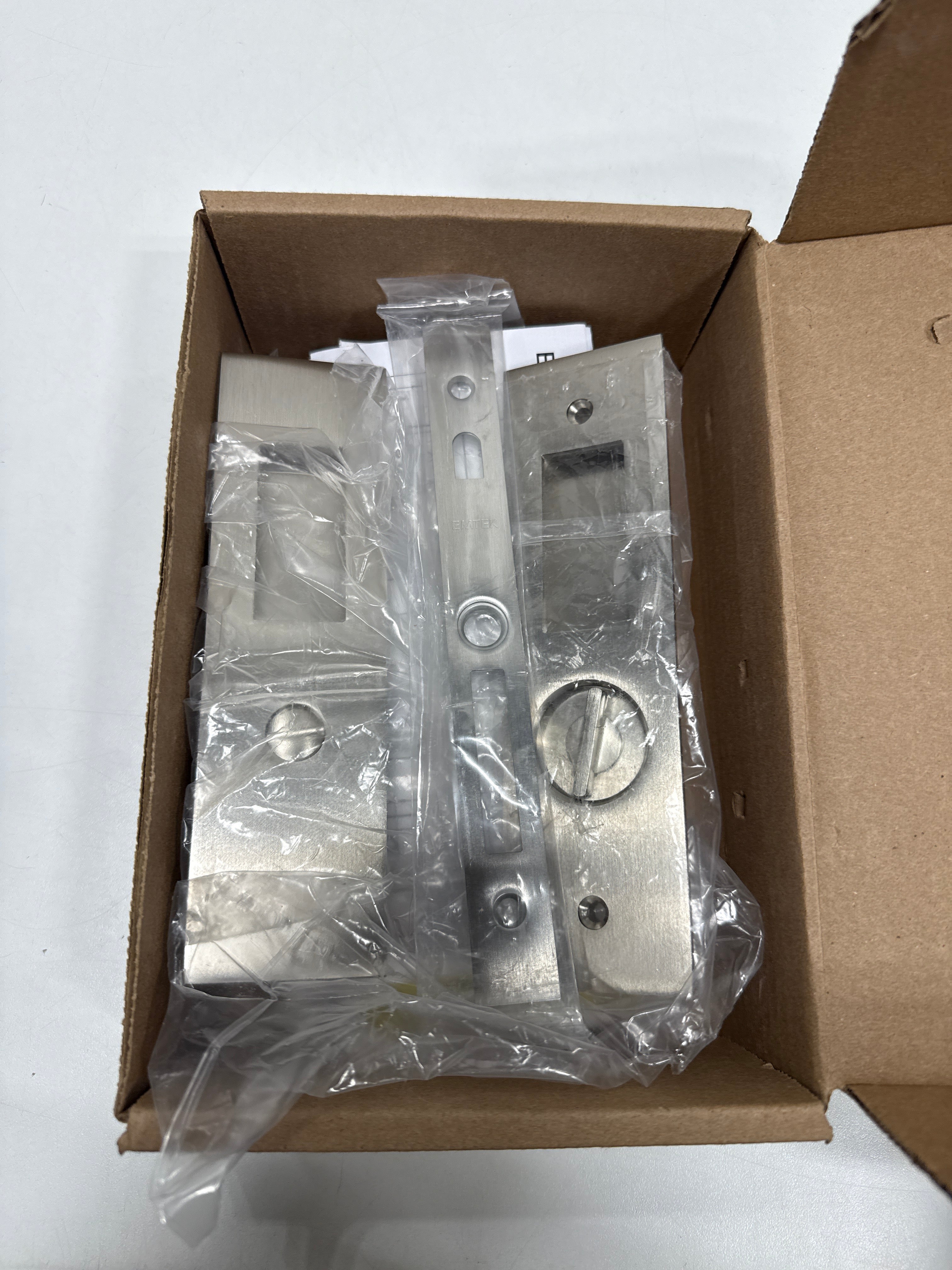 Emtek Narrow Modern Rectangular 7-1/4" Tall Privacy Pocket Door Lock Model: 2155US15
