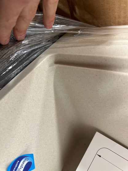 cracked Franke MAG61031OW Maris 33" Drop in Single Basin Granite Kitchen Sink with Offset Rear Drain Champagne