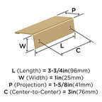 16 x Edge Pulls 3 in. (76mm) Modern Champagne Bronze Cabinet Edge Pull - *Tools Hardware & Misc