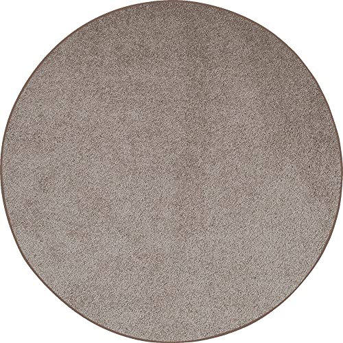 Modern Plush Solid Color Rug Ambient Pet Friendly Solid Color Area Rugs Beige - 5' Round