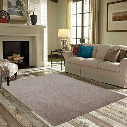 Modern Plush Solid Color Rug Ambient Pet Friendly Solid Color Area Rugs Beige - 5' Round