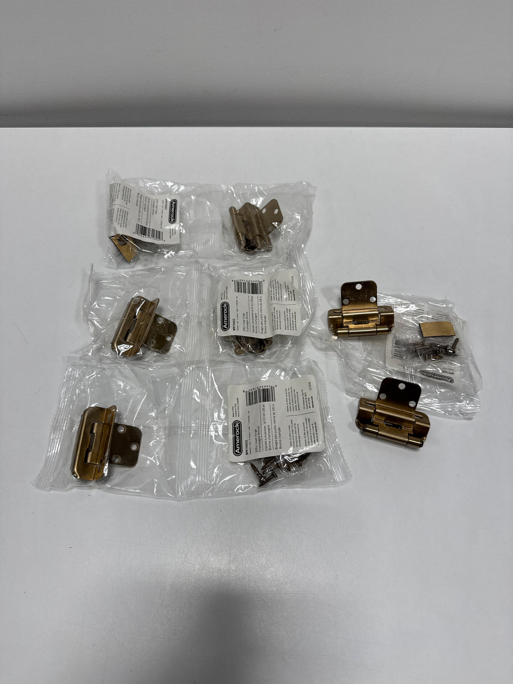 8 x Champagne Bronze 3/8 in (10 Mm) Inset Self Closing, Partial Wrap Cabinet Hinge