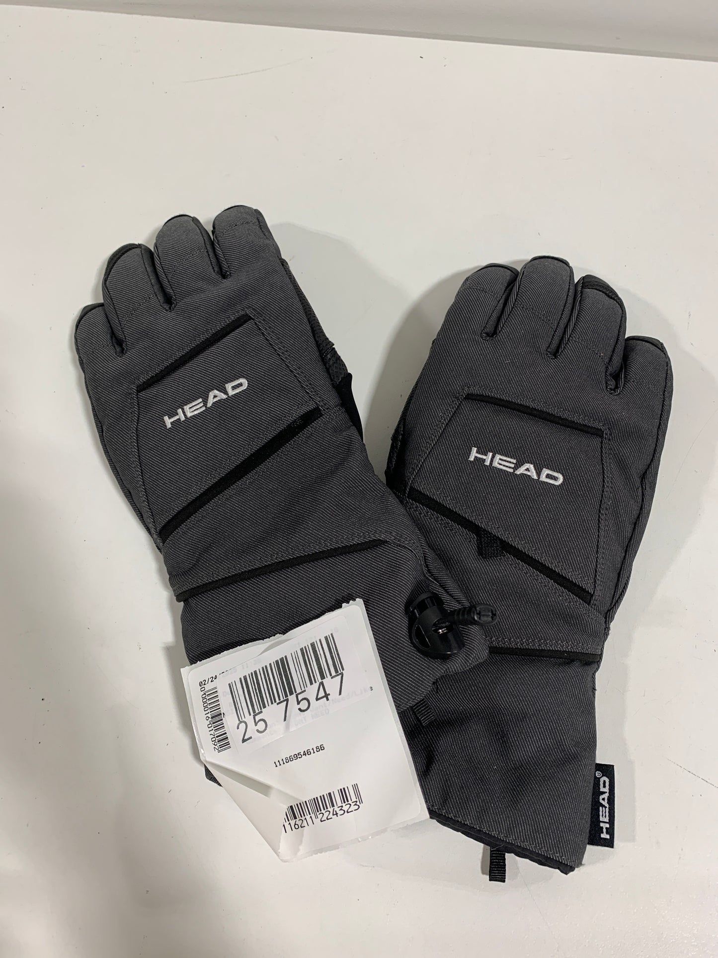 Head Unisex Insulated Ski Glove with Top Zipper Pocket Grey Gloves XS