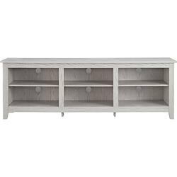 Walker Edison - Modern 70" Open 6 Cubby Storage TV Stand for TVs up to 80" - White Wash