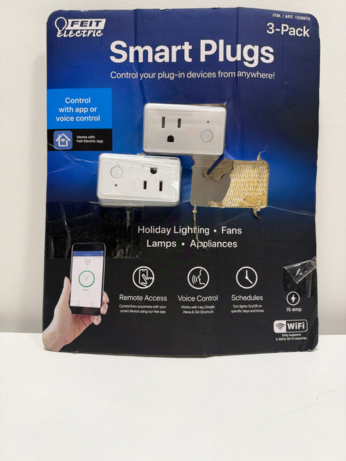 Feit Electric WiFi 15amp Remote Access Voice Control Smart Plugs 3-Pack