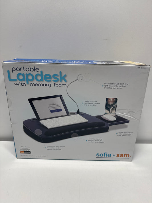 Sofia+Sam Portable Lap Desk with Memory Foam with USB Ring Light for 18" Laptop