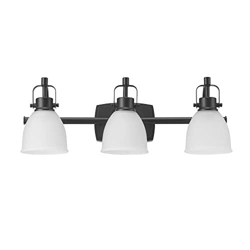 Globe Electric 52090 3-Light 25W LED Integrated Vanity Light with Selectable Color Temperature, Matte Black,