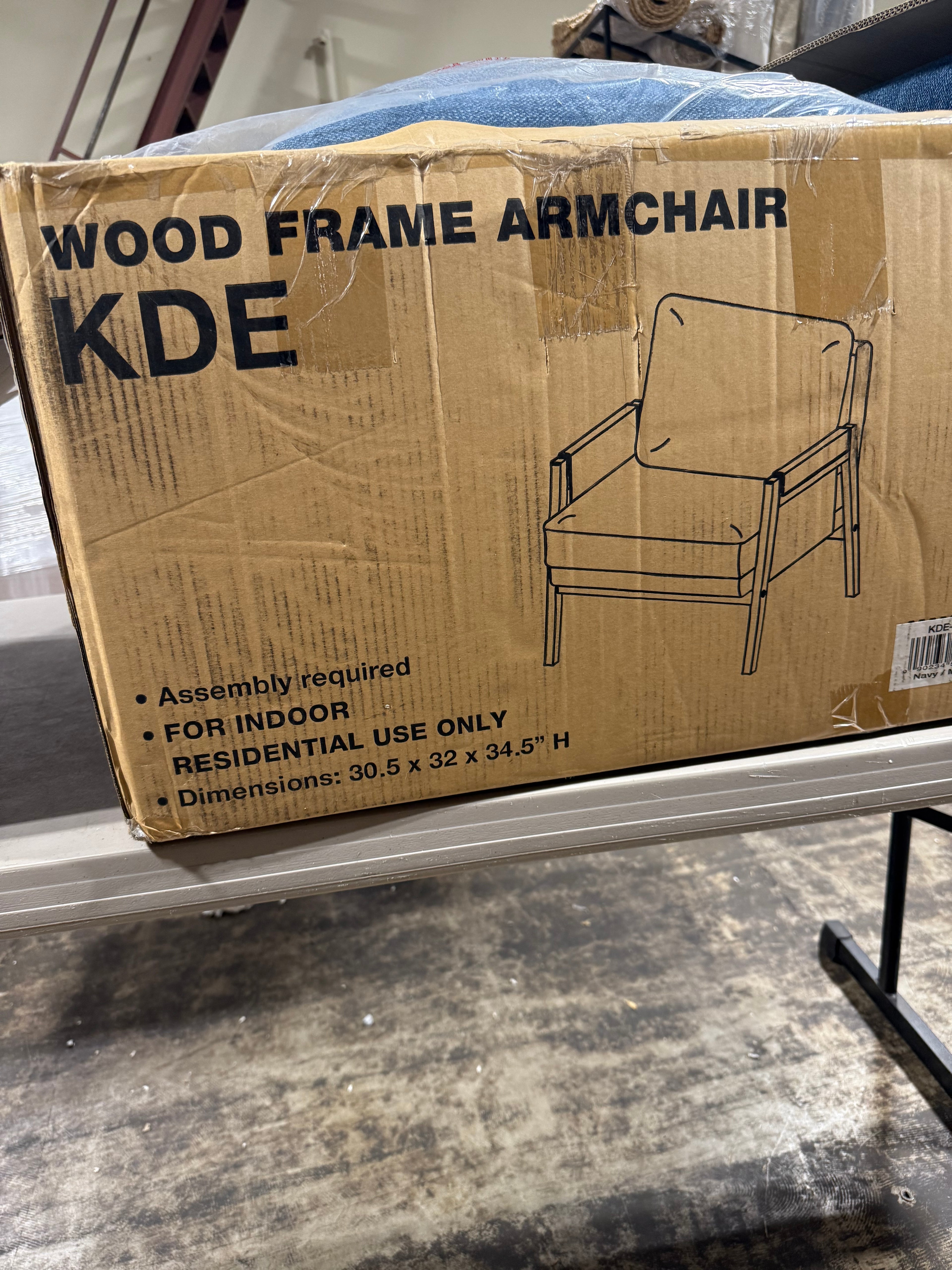 OSP Home Furnishings Amari Relaxed Modern Accent Chair Navy Fabric with Antique White Wood Frame - *Furniture &