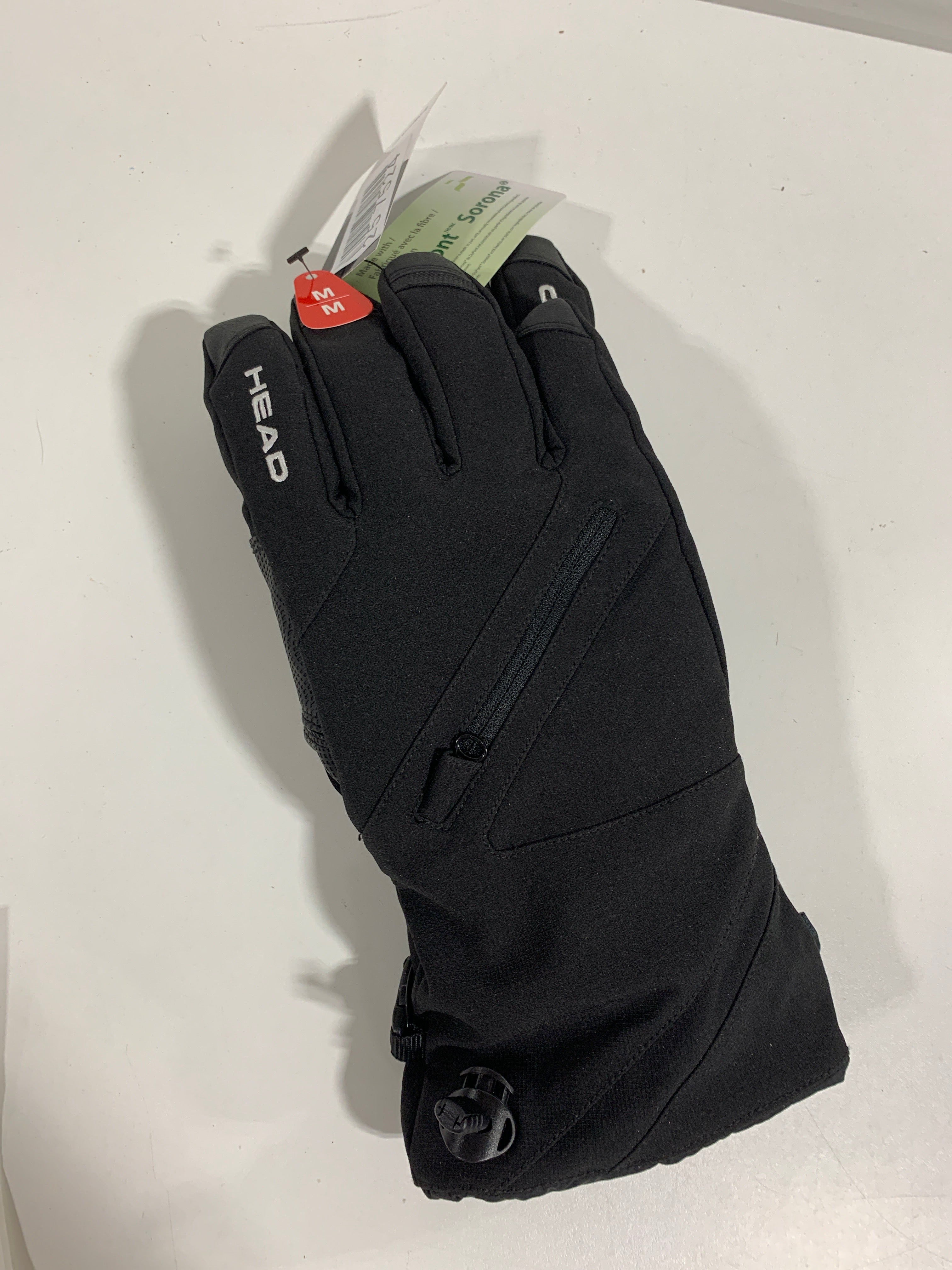 Head Unisex Insulated Ski Glove with Top Zipper Pocket Black Gloves - Medium - *Clothing Shoes & Accessories