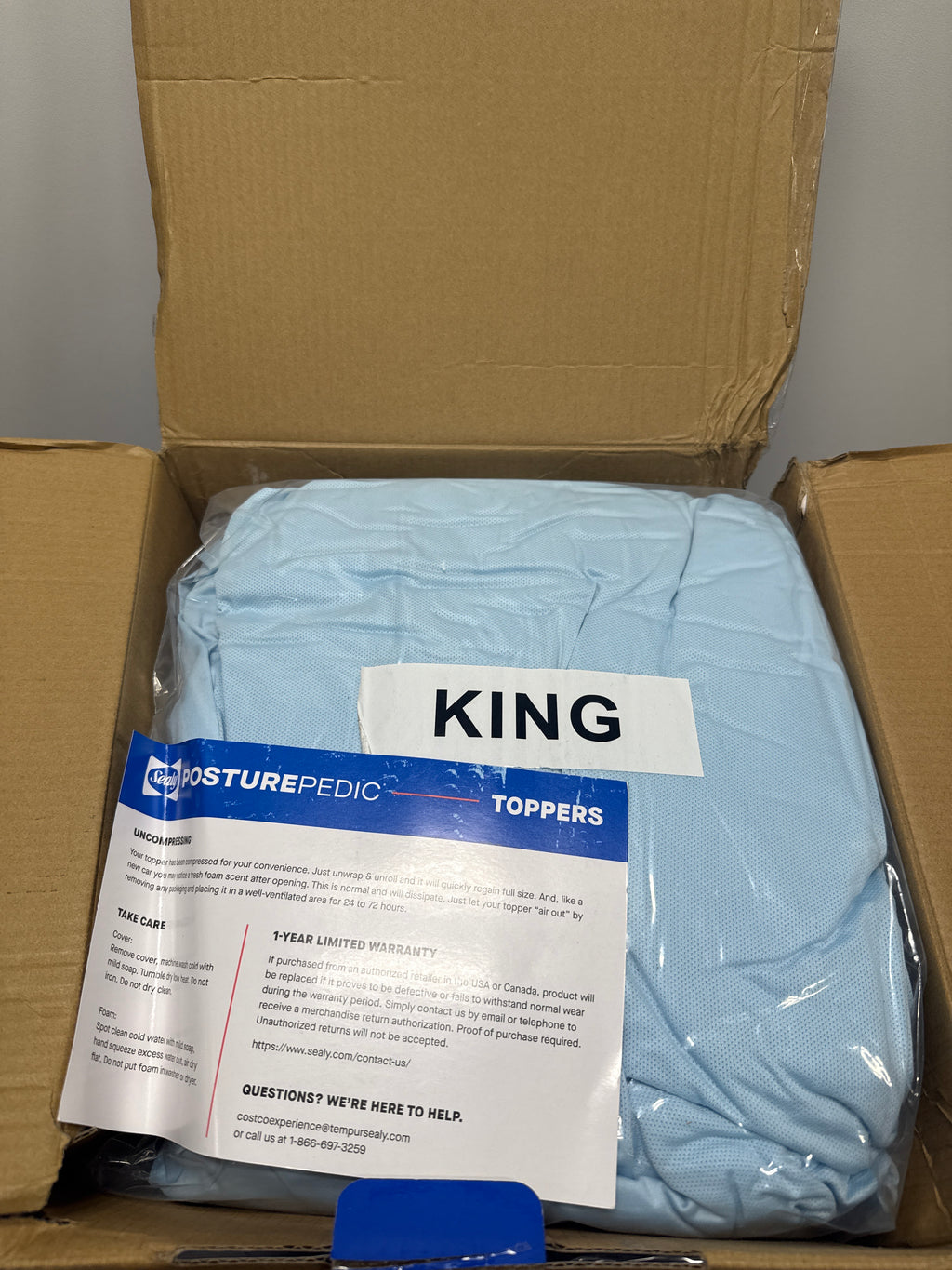 Sealy Posturepedic Zoned Memory Foam Mattress Topper King