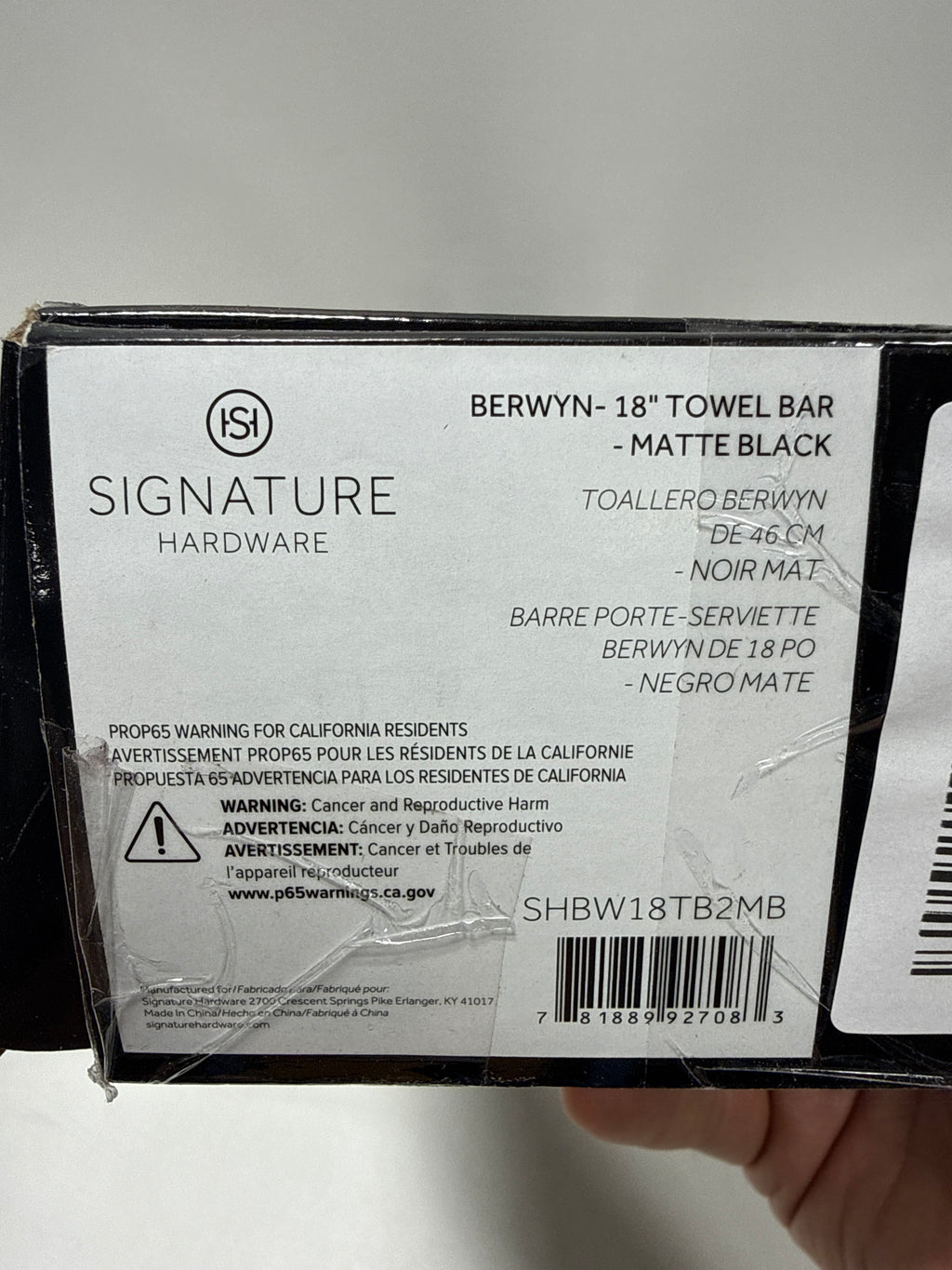 Signature Hardware 482839 Berwyn 18" Towel Bar - Matte Black