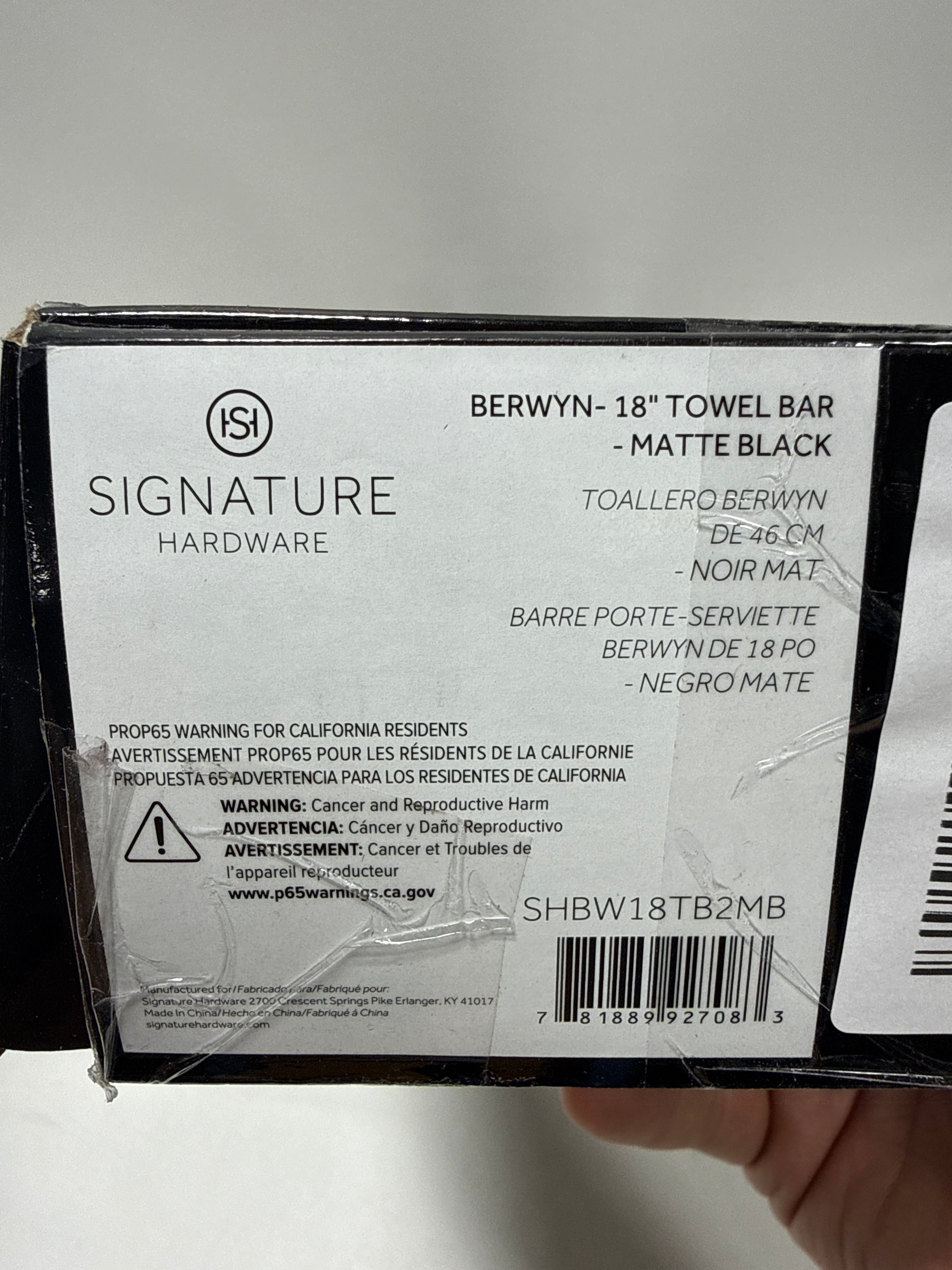 Signature Hardware 482839 Berwyn 18" Towel Bar - Matte Black