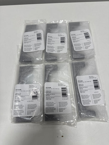 6 x Amerock Merced 5-1/16 Inch (128mm) Center-to-Center Matte Black Cabinet Pull