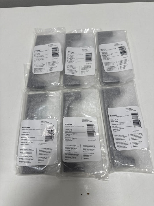 6 x Amerock Merced 5-1/16 Inch (128mm) Center-to-Center Matte Black Cabinet Pull