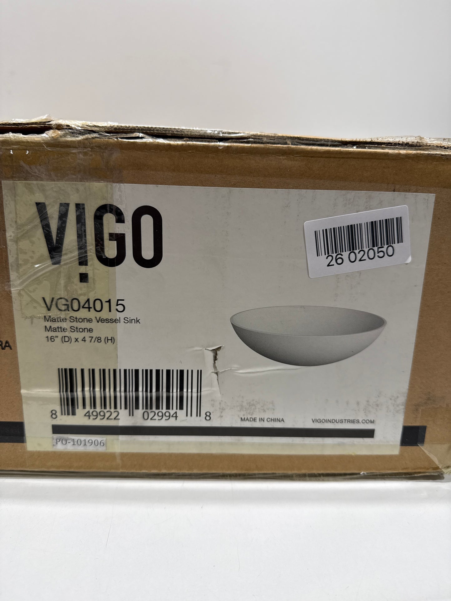 Lotus Modern White Matte Stone 16 in. L X 16 in. W X 5 in. H Round Vessel Bathroom Sink