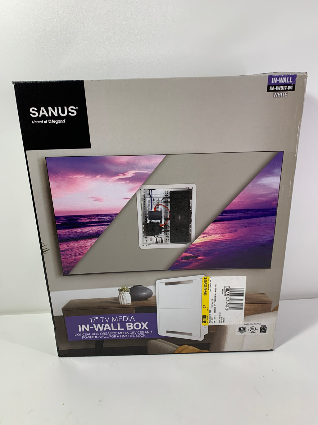 Sanus - TV Media in-Wall Box - 17’’ - White - *Smart Home