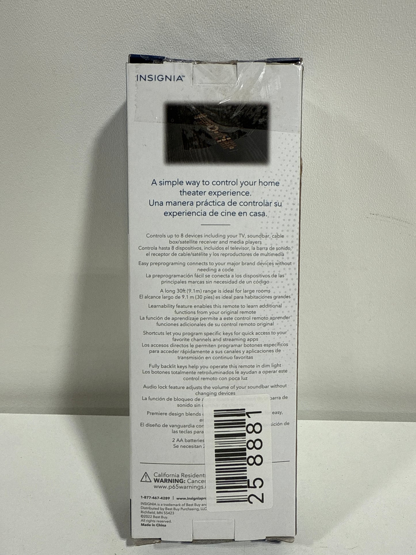 Insignia - 8-Device Backlit Universal Remote - Black