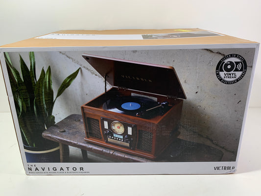 Victrola 8-in-1 Bluetooth Record Player & Multimedia Center, Built-in Stereo Speakers - Turntable, Wireless Music Streaming, Real Wood | Mahogany