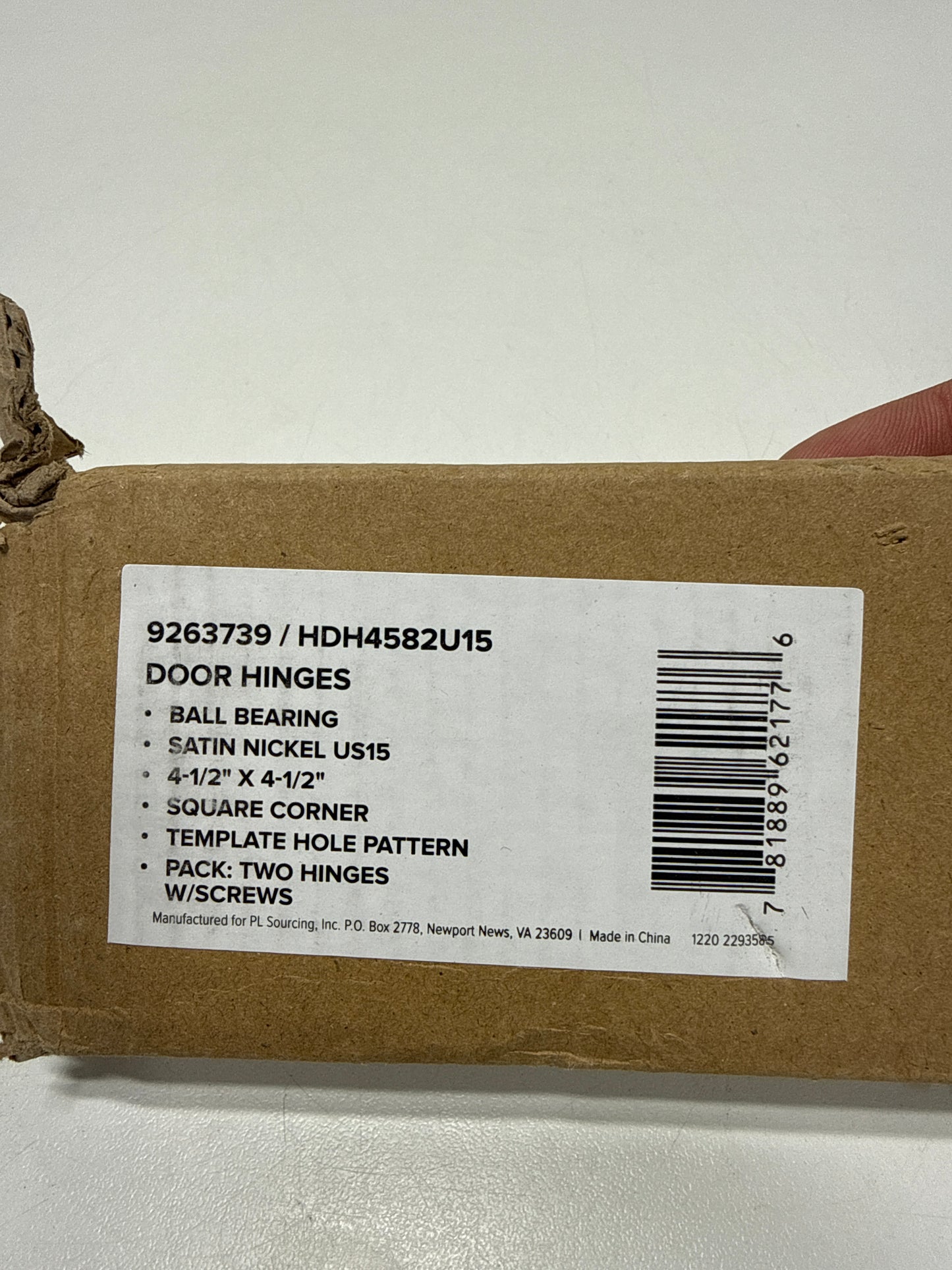 Miseno Mdh4582 4-1/2 X 4-1/2 Ball Bearing Square Corner Door Hinge - Nickel