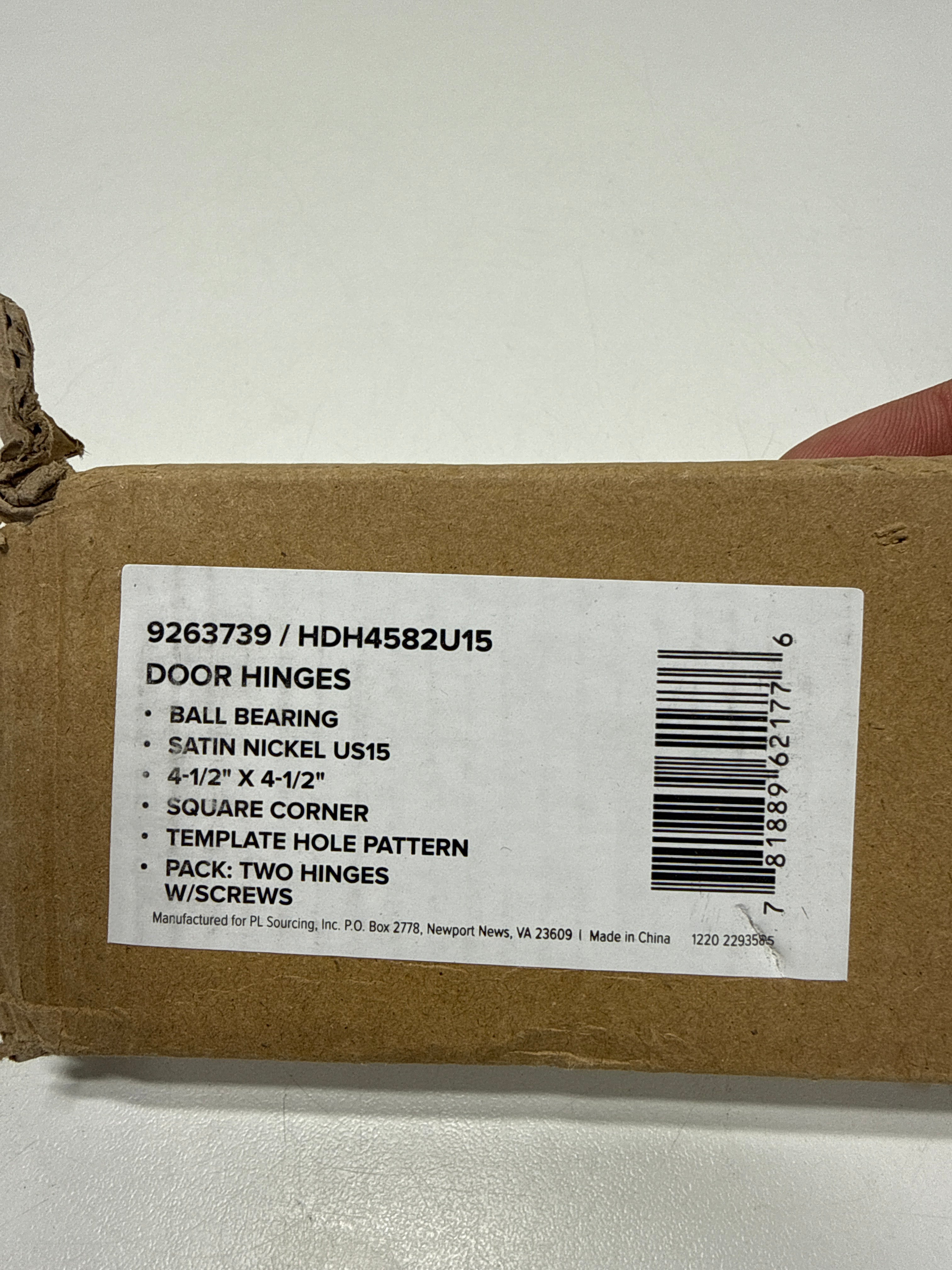 Miseno Mdh4582 4-1/2 X 4-1/2 Ball Bearing Square Corner Door Hinge - Nickel