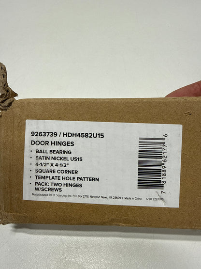 Miseno Mdh4582 4-1/2 X 4-1/2 Ball Bearing Square Corner Door Hinge - Nickel