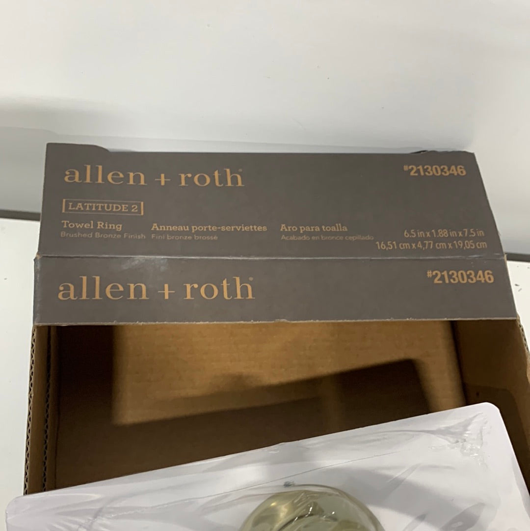 allen + roth Latitude 2 Brushed Bronze Wall Mount Single Towel Ring