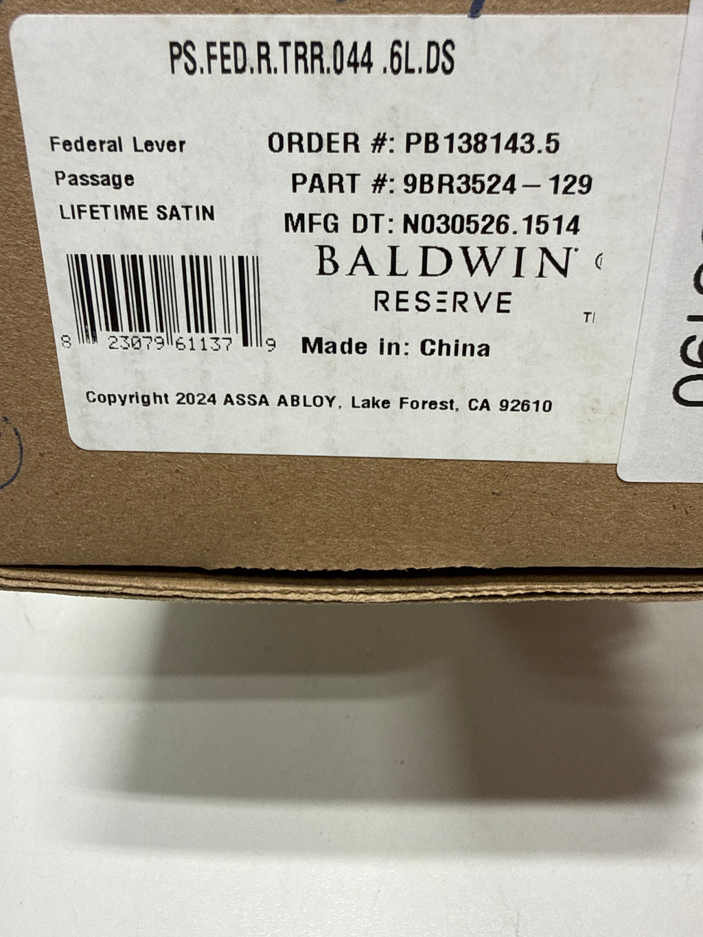 Baldwin Federal Passage Leverset with Traditional Round Rose Model: PSFEDTRR044