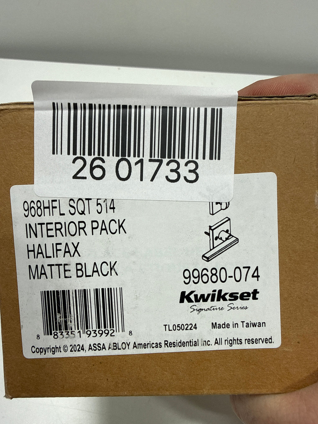 Kwikset 968Hflsqtv1 Halifax Lever Non-Turning Dummy Interior Pack - Black