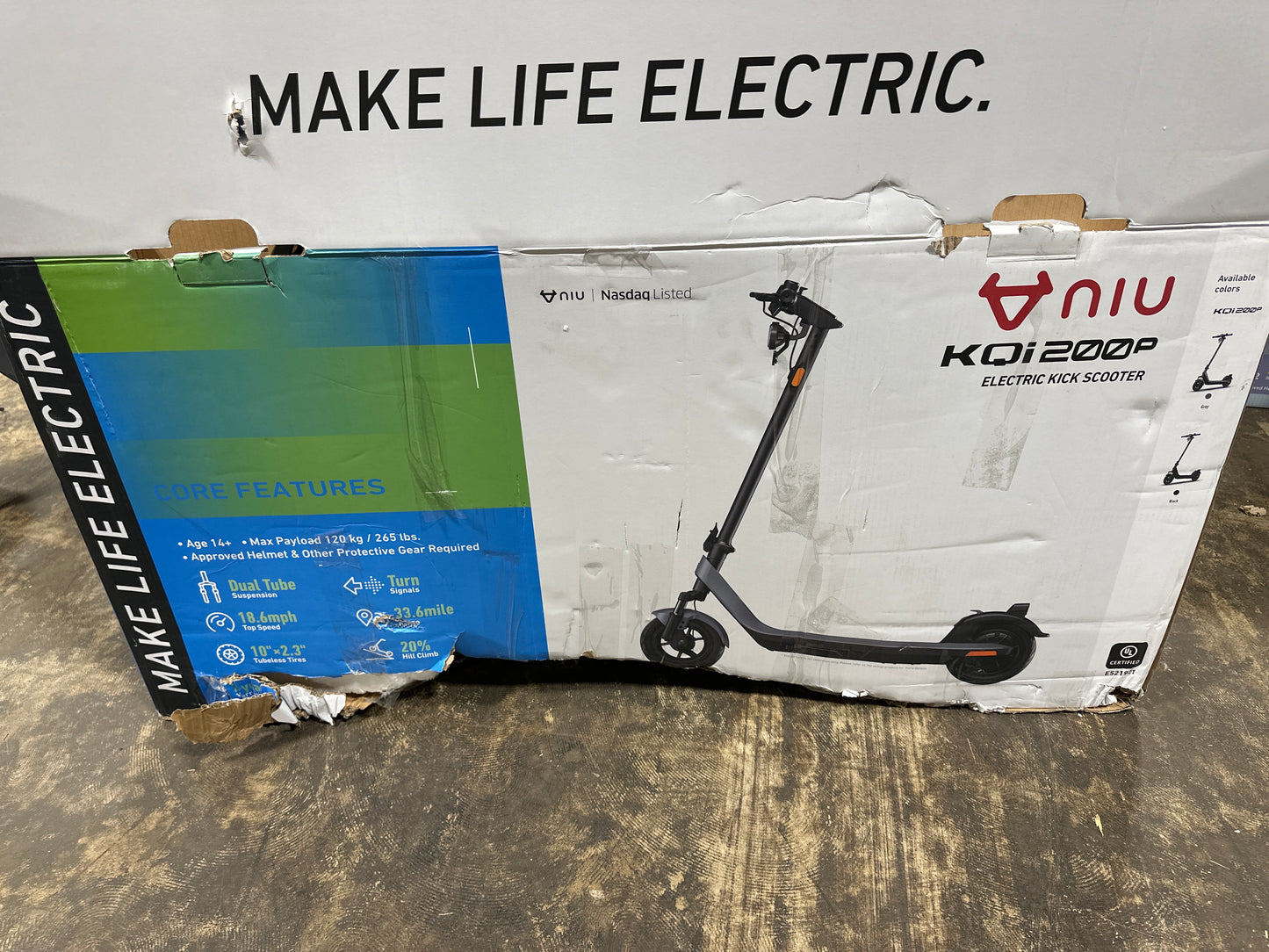 NIU - KQi 200P Foldable Electric Kick Scooter w/ 34 mi Max Operating Range & 20 mph Max Speed - Gray
