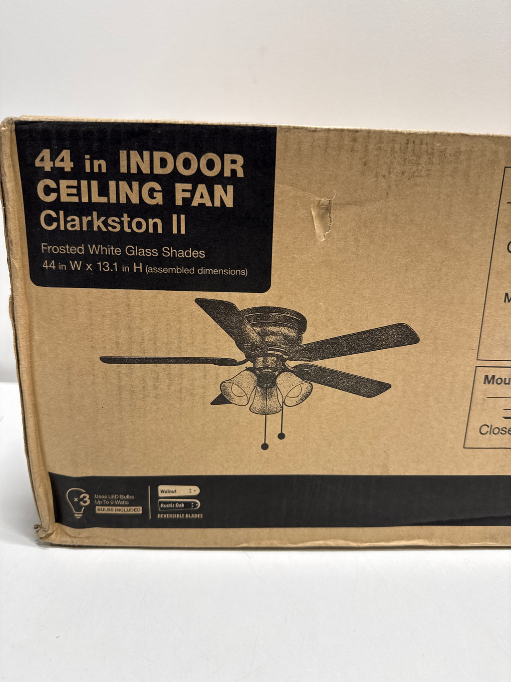 Clarkston II 44 in. LED Indoor Oil Rubbed Bronze Ceiling Fan with Light Kit