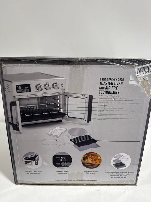 Bella PRO - 12-in-1 6-Slice Toaster Oven + 33-qt. Air Fryer with French Doors - Stainless Steel