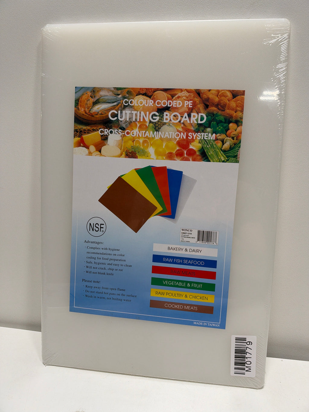 Winco Cutting Board, 12" x 18" x 1/2" - White