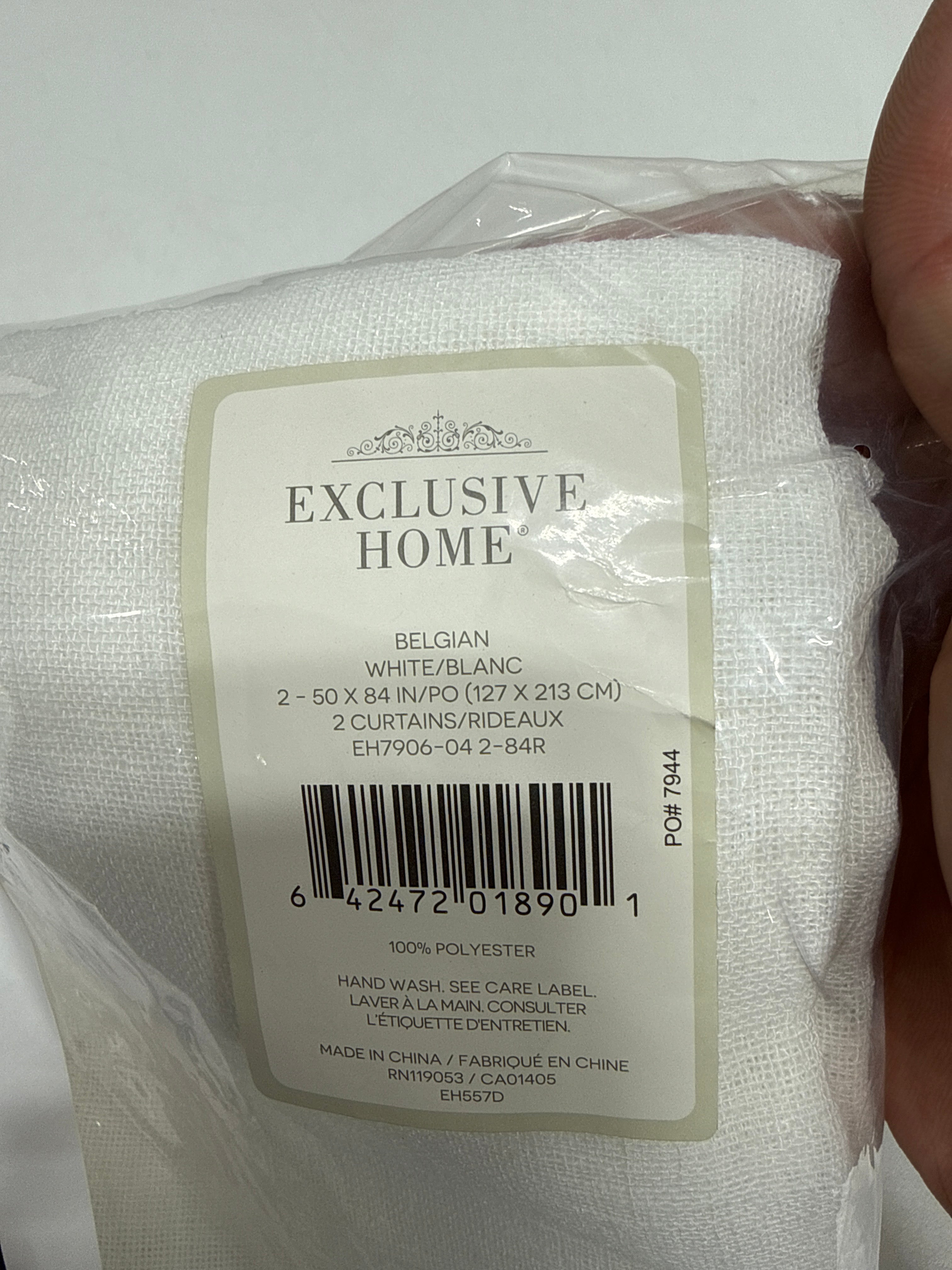 Belgian RP Winter White Solid Sheer Rod Pocket Curtain, 50 in. W X 84 in. L (Set of 2)
