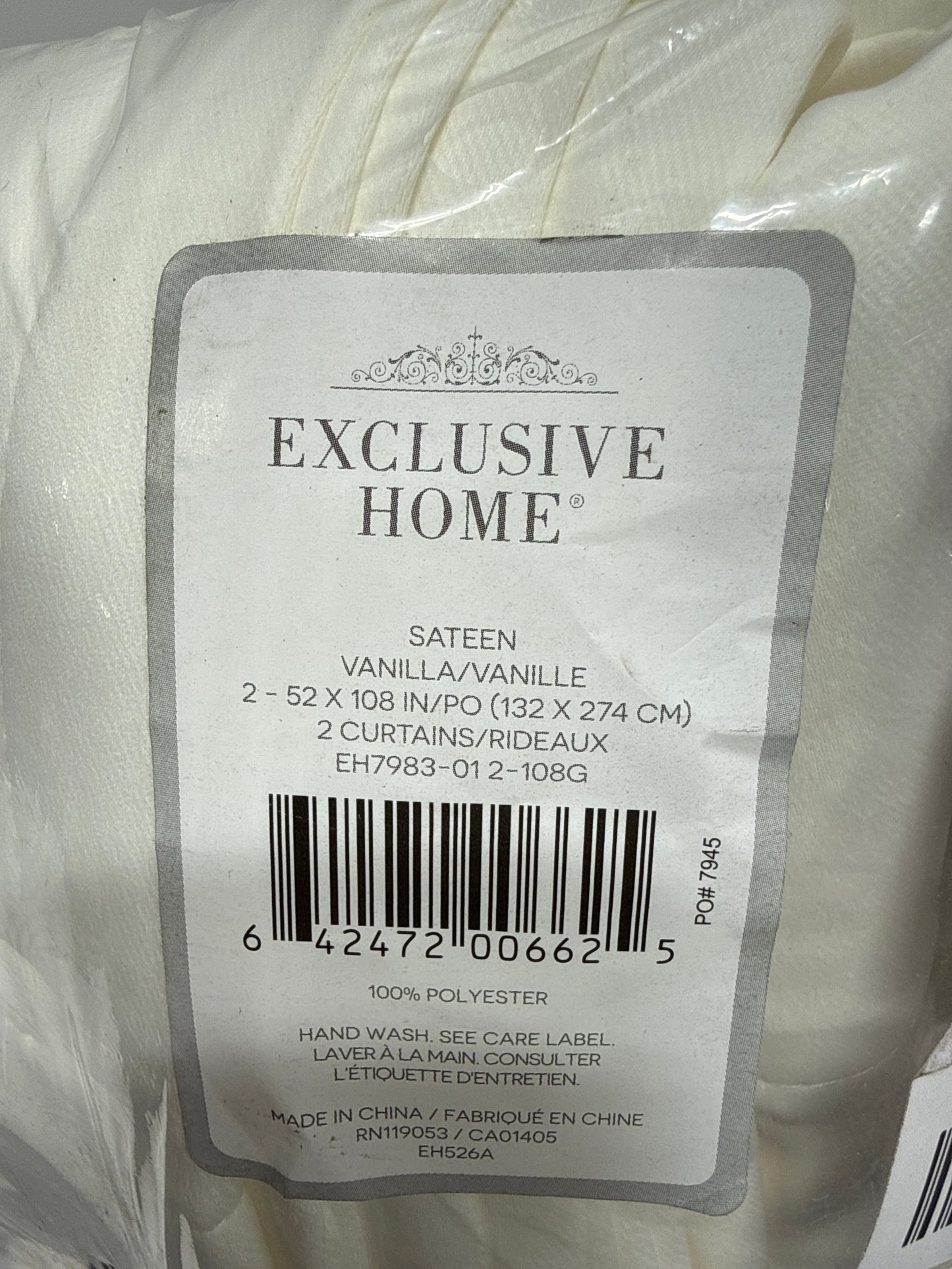 EXCLUSIVE HOME Sateen Twill Woven Room Darkening Blackout Grommet Top Curtain Panel Pair, 52"x108", Vanilla