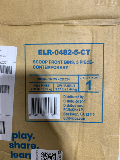 ECR4Kids Scoop Front Storage Bin, Yellow, 5-Piece - Contemporary