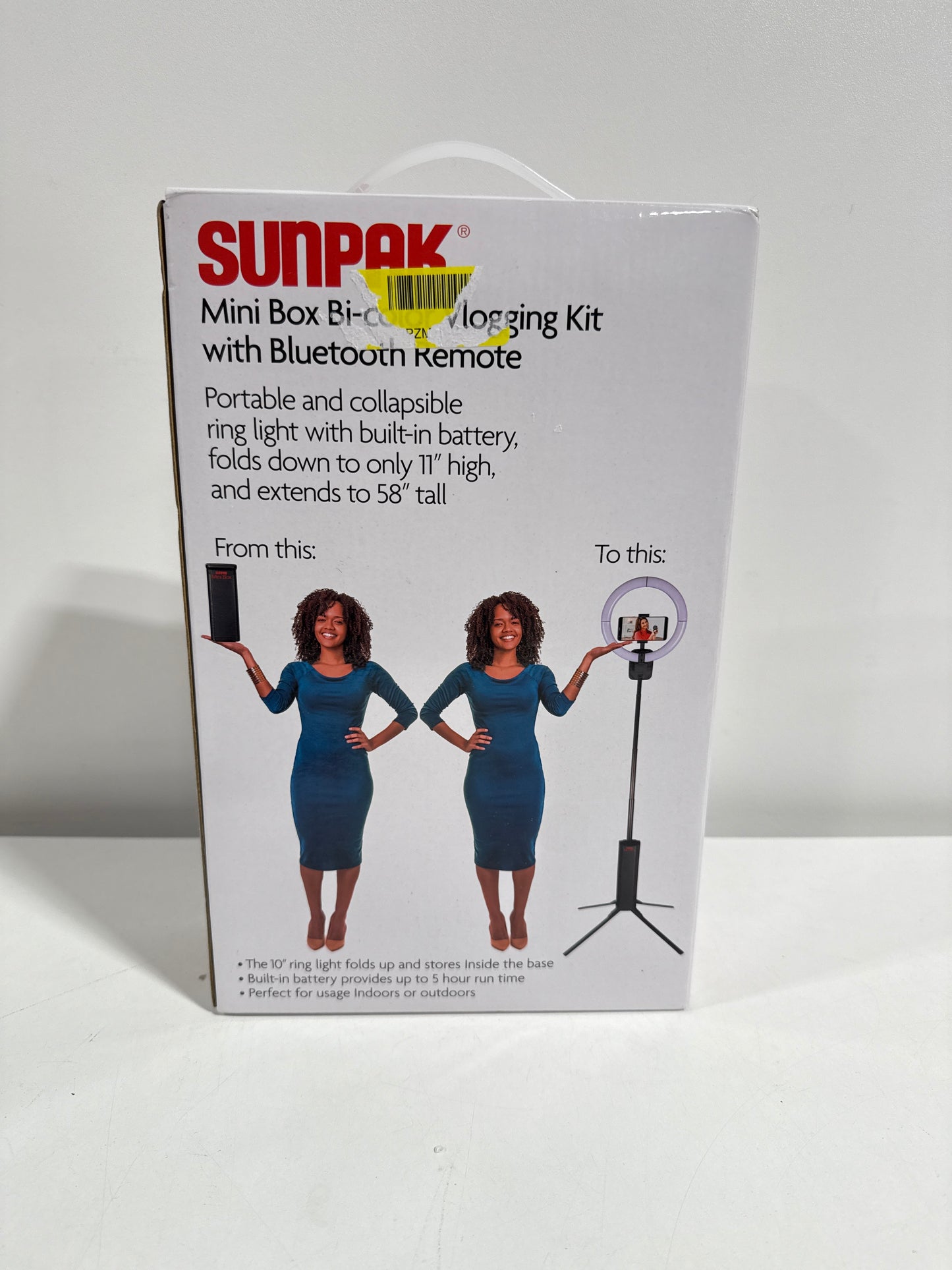 Sunpak - Mini Box Self-Storing Collapsible Bi-Color Vlogging Kit - Black