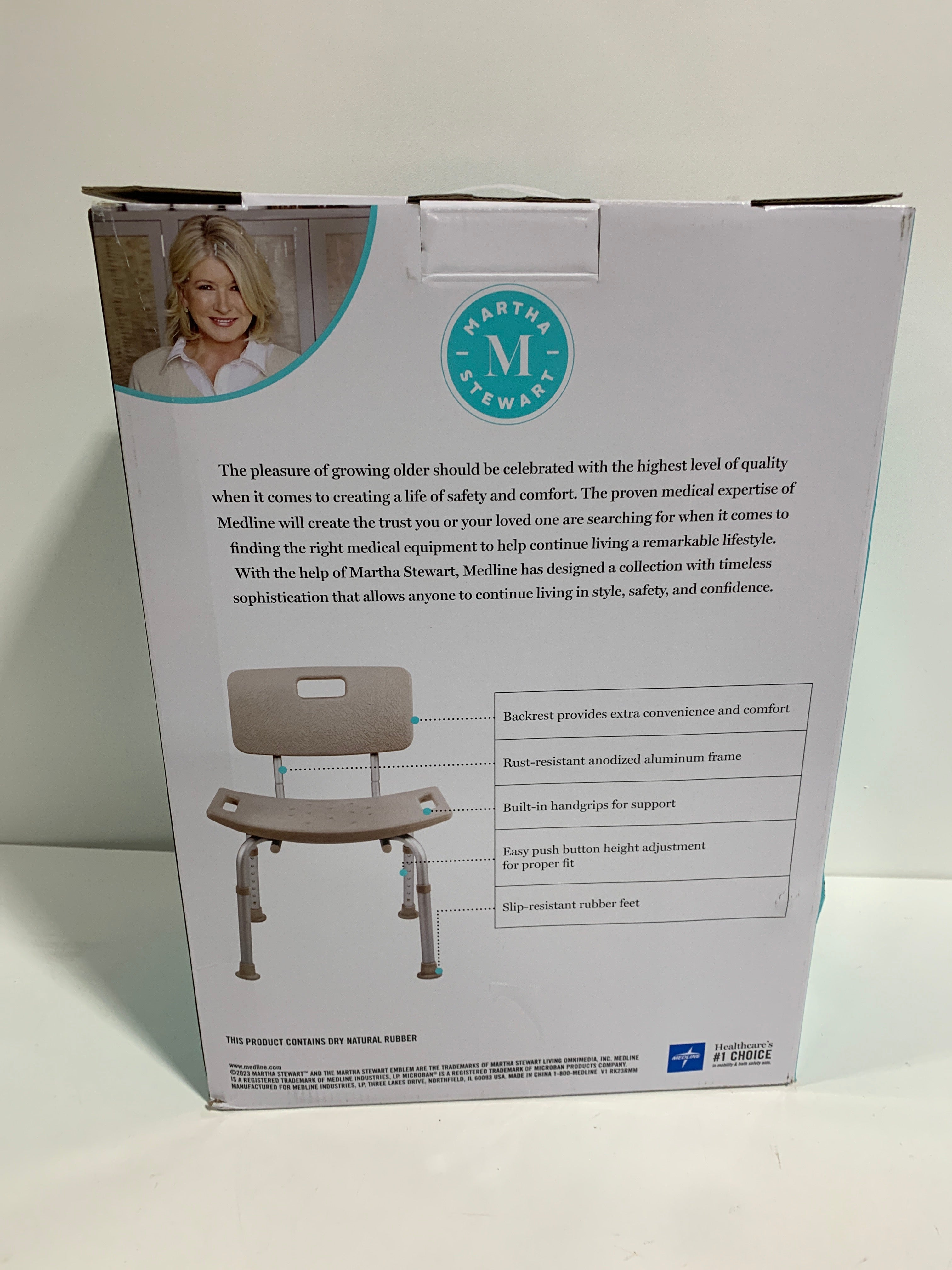 Martha Stewart Contemporary Shower Chair With Back Built-in Microban Protection - *Health & Beauty