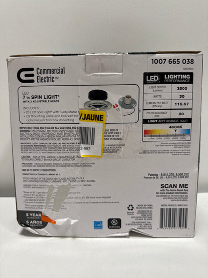 7 in. Spin Light 3 Adjustable Heads 3500 Lumens LED Flush Mount