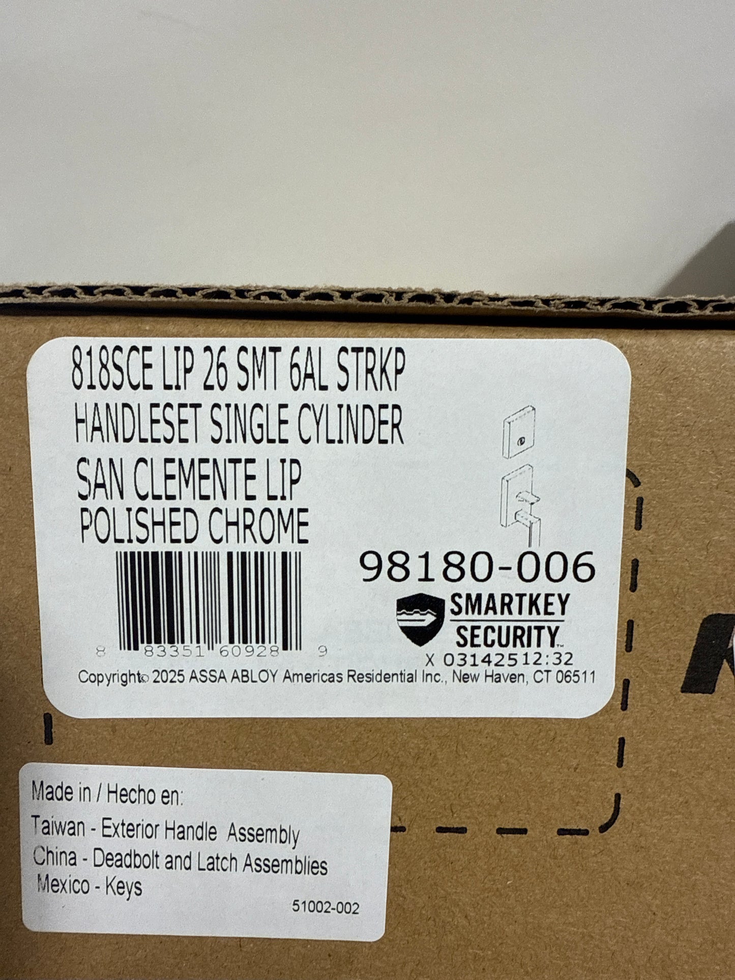 Missing Parts Kwikset 818SCELIP-26S San Clemente Handleset in Bright Chrome