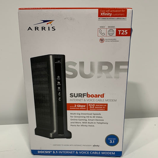 ARRIS SURFboard T25 DOCSIS 3.1 Gigabit Cable Modem , Comcast Xfinity Internet & Voice , Two 1 Gbps Ports , 2 Telephony Ports , 800 Mbps