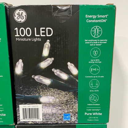 4 GE 100 LED Miniature Lights Energy Smart ConstantOn Pure White