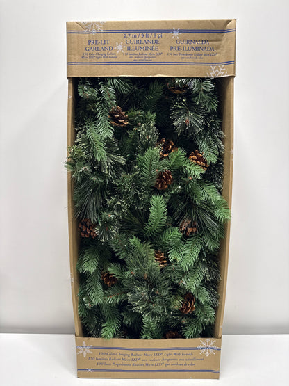 Kirkland 9’ Pre-lit LED With Twinkle Artificial Greenery Garland - *Christmas & Seasonal