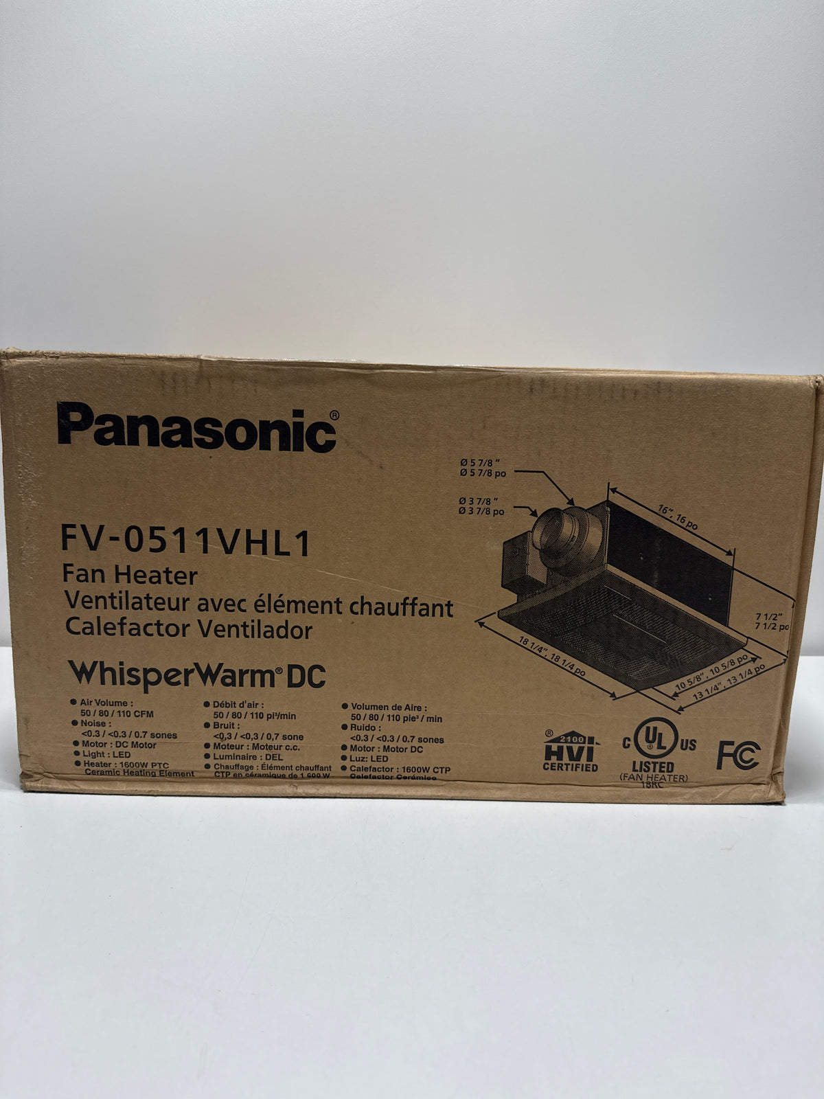 Panasonic Fv-0511vhl1 Whisperwarm Dc Bathroom Fan with Light and Heater - Simplified Ventilation and Heat - 50-80-110 Cfm