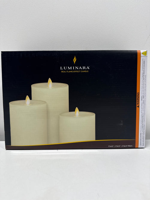 Luminara Flameless Pillar Candles with Remote, Set of 3