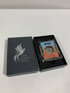 KEENSUN - Zinc Alloy Guillotine Stainless Steel Double Blade Cigar Cutter (Blue and Orange) with One Push Lock System