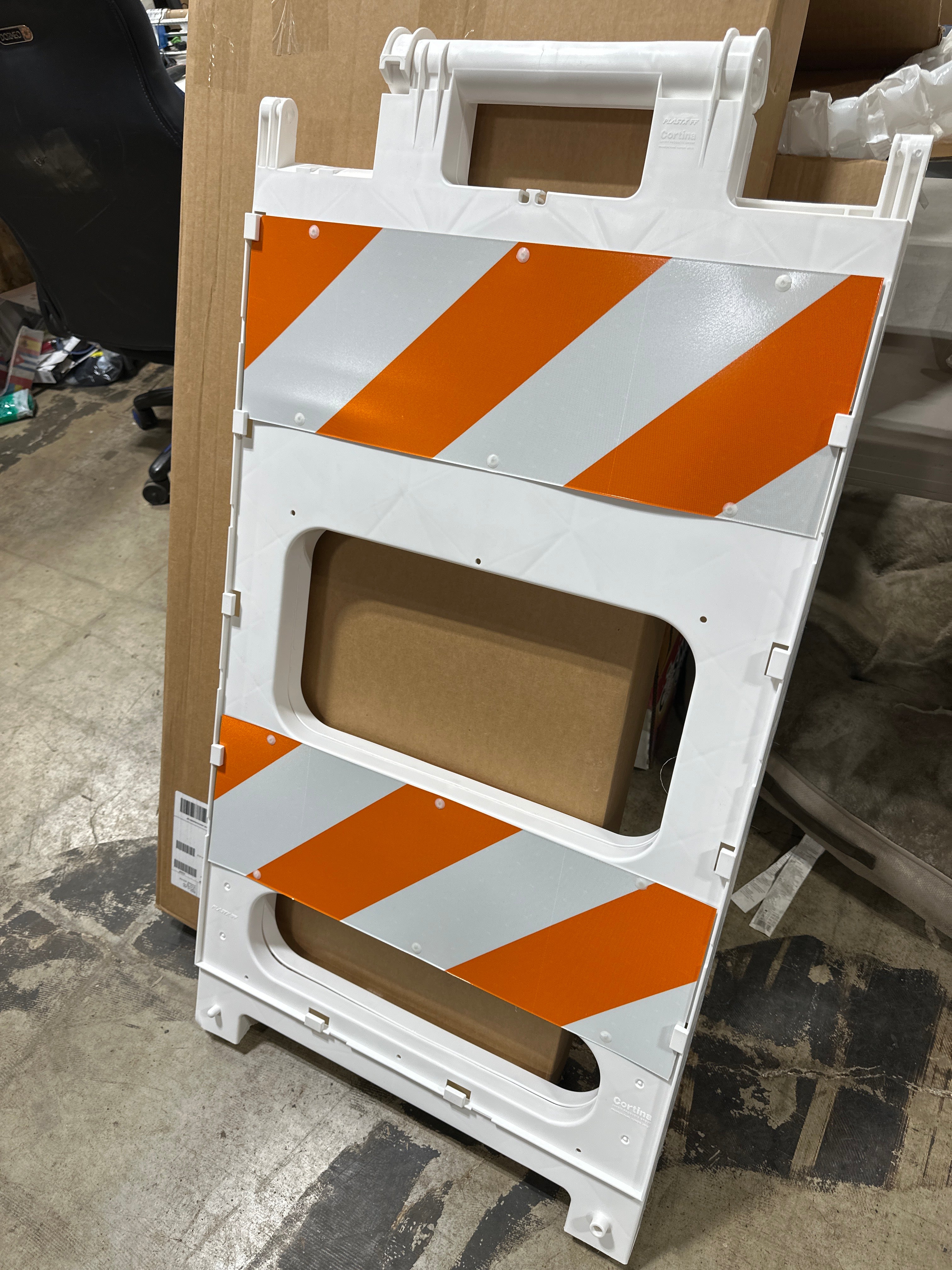 Cortina 97-01-002 Polypropylene Type II Folding Barricade 24’’ Width x 40’’ Height Orange on White - *Commercial