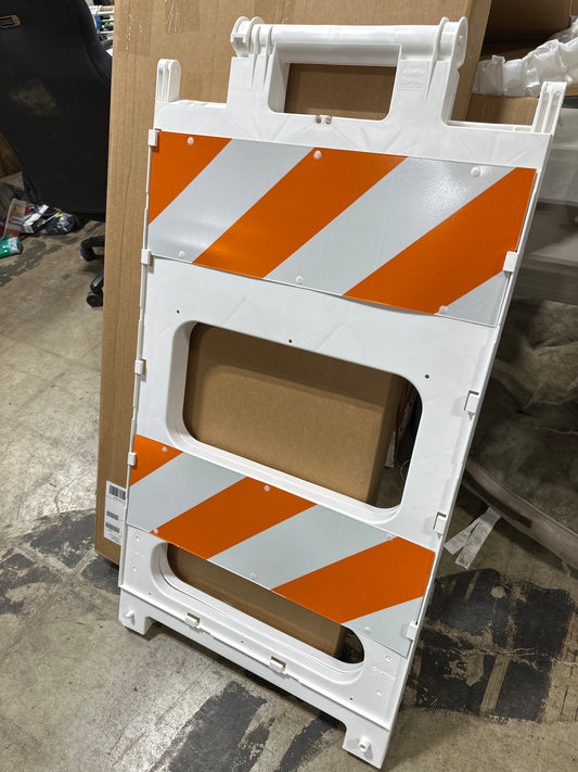 Cortina 97-01-002 Polypropylene Type II Folding Barricade, 24" Width x 40" Height, Orange on White