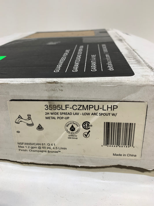 Dent Delta Cassidy Two Handle Widespread Bathroom Faucet - Low Arc Spout - Less Handles Champagne Bronze